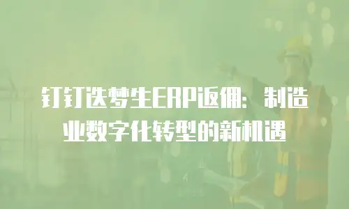 钉钉迭梦生ERP返佣：制造业数字化转型的新机遇