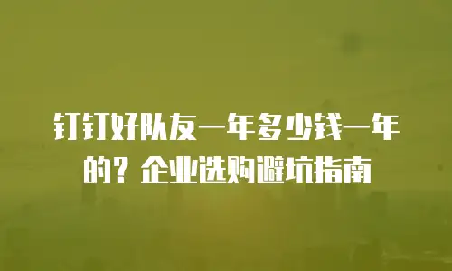 钉钉好队友一年多少钱一年的？企业选购避坑指南