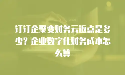 钉钉企聚变财务云返点是多少？企业数字化财务成本怎么算
