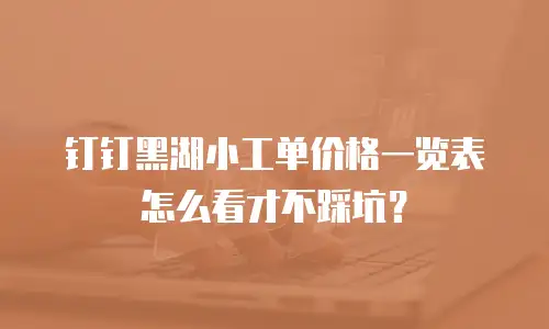 钉钉黑湖小工单价格一览表怎么看才不踩坑？