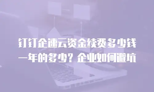 钉钉企速云资金续费多少钱一年的多少？企业如何避坑