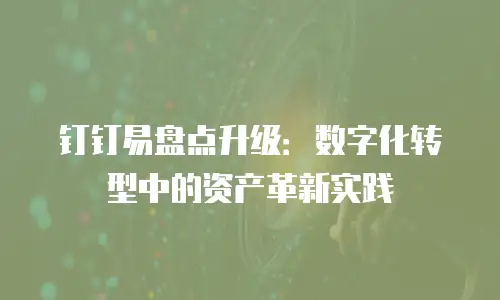 钉钉易盘点升级：数字化转型中的资产革新实践