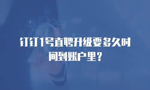 钉钉1号直聘升级要多久时间到账户里？