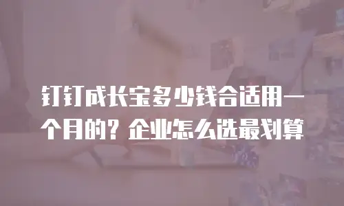 钉钉成长宝多少钱合适用一个月的？企业怎么选最划算