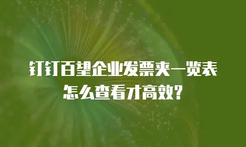 钉钉百望企业发票夹一览表怎么查看才高效？