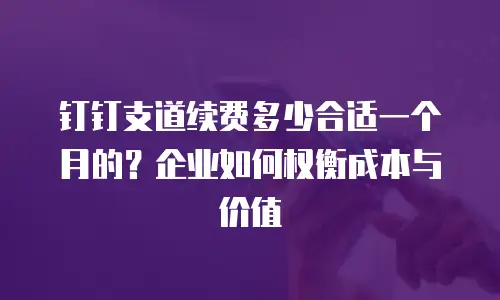 钉钉支道续费多少合适一个月的？企业如何权衡成本与价值