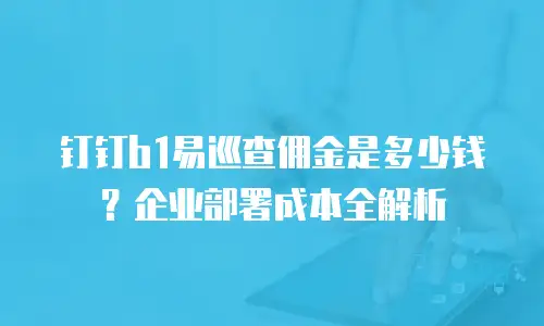 钉钉b1易巡查佣金是多少钱？企业部署成本全解析