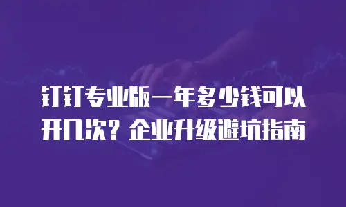 钉钉专业版一年多少钱可以开几次？企业升级避坑指南