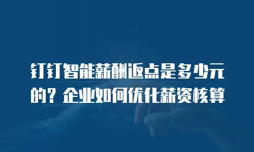 钉钉智能薪酬返点是多少元的？企业如何优化薪资核算