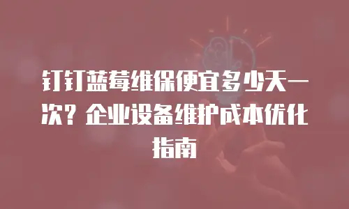 钉钉蓝莓维保便宜多少天一次？企业设备维护成本优化指南