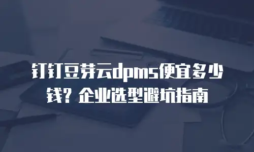 钉钉豆芽云dpms便宜多少钱？企业选型避坑指南