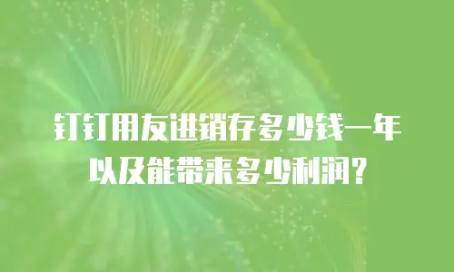 钉钉用友进销存多少钱一年以及能带来多少利润？