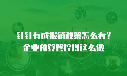 钉钉有成报销政策怎么看？企业预算管控得这么做