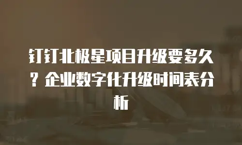 钉钉北极星项目升级要多久？企业数字化升级时间表分析