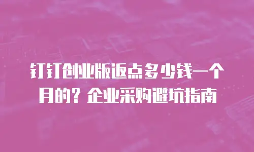 钉钉创业版返点多少钱一个月的？企业采购避坑指南