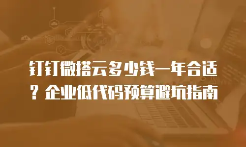 钉钉微搭云多少钱一年合适？企业低代码预算避坑指南