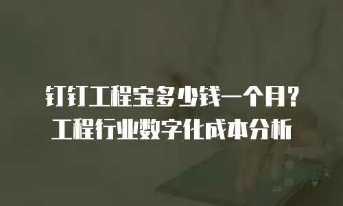 钉钉工程宝多少钱一个月？工程行业数字化成本分析