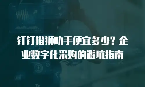 钉钉橙狮助手便宜多少？企业数字化采购的避坑指南