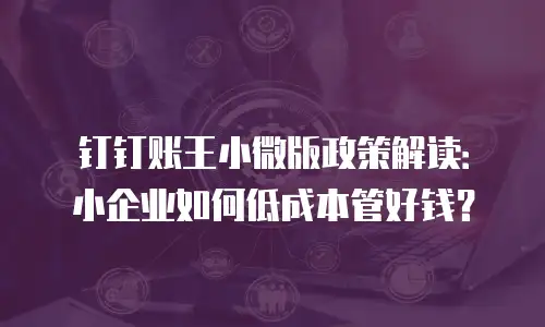 钉钉账王小微版政策解读：小企业如何低成本管好钱？