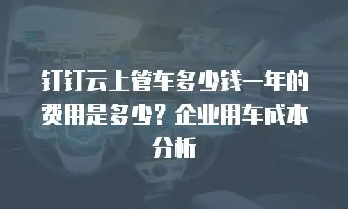 钉钉云上管车多少钱一年的费用是多少？企业用车成本分析