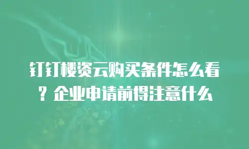 钉钉楼资云购买条件怎么看？企业申请前得注意什么