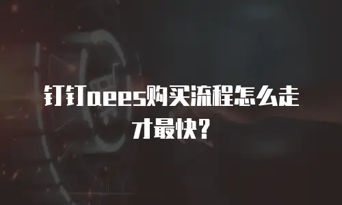 钉钉aees购买流程怎么走才最快？