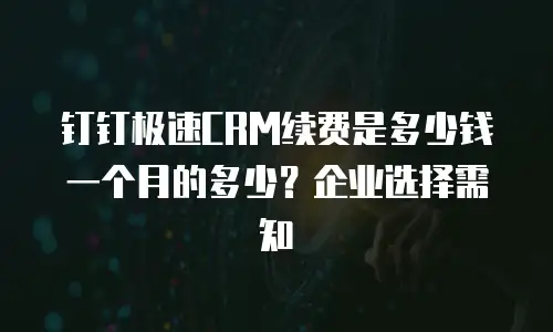 钉钉极速CRM续费是多少钱一个月的多少？企业选择需知