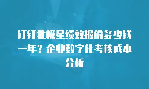 钉钉北极星绩效报价多少钱一年？企业数字化考核成本分析