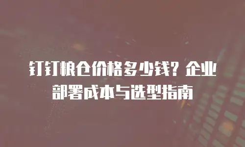 钉钉粮仓价格多少钱？企业部署成本与选型指南