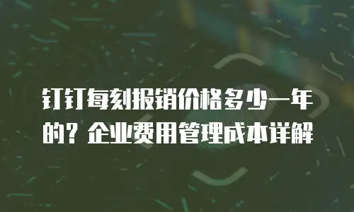 钉钉每刻报销价格多少一年的？企业费用管理成本详解