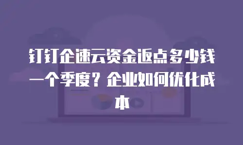 钉钉企速云资金返点多少钱一个季度？企业如何优化成本