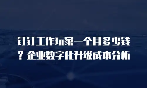 钉钉工作玩家一个月多少钱？企业数字化升级成本分析