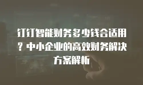 钉钉智能财务多少钱合适用？中小企业的高效财务解决方案解析