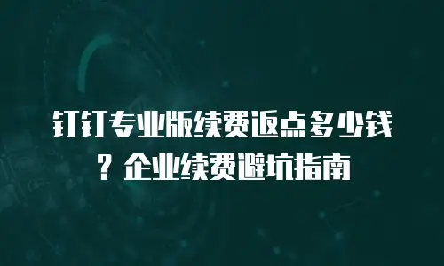 钉钉专业版续费返点多少钱？企业续费避坑指南