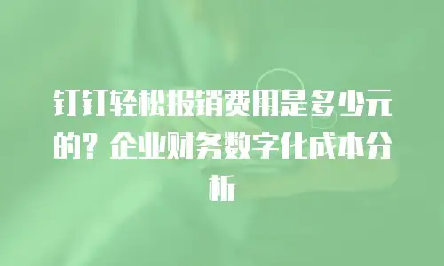 钉钉轻松报销费用是多少元的？企业财务数字化成本分析