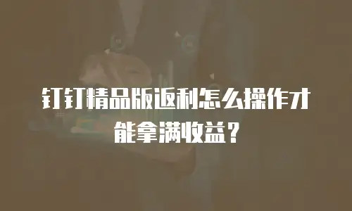 钉钉精品版返利怎么操作才能拿满收益？