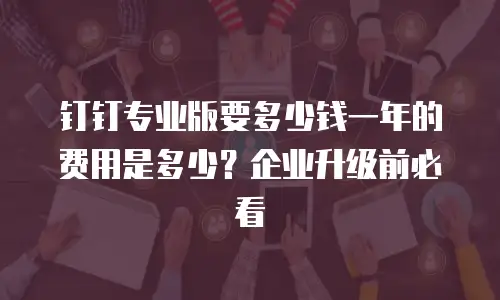 钉钉专业版要多少钱一年的费用是多少？企业升级前必看