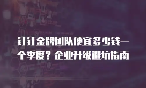 钉钉金牌团队便宜多少钱一个季度？企业升级避坑指南