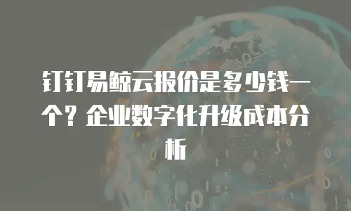 钉钉易鲸云报价是多少钱一个？企业数字化升级成本分析