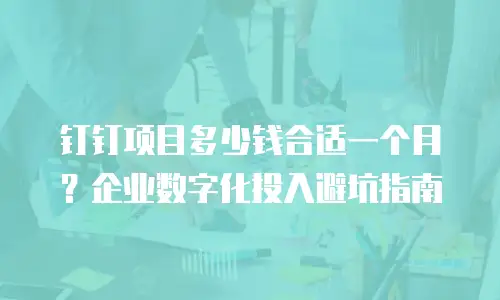 钉钉项目多少钱合适一个月？企业数字化投入避坑指南