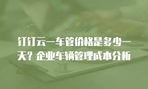 钉钉云一车管价格是多少一天？企业车辆管理成本分析