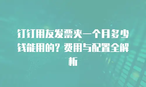 钉钉用友发票夹一个月多少钱能用的？费用与配置全解析
