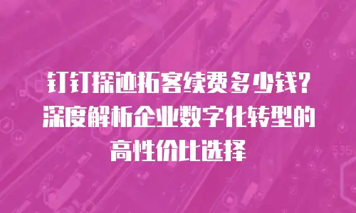 钉钉探迹拓客续费多少钱？深度解析企业数字化转型的高性价比选择