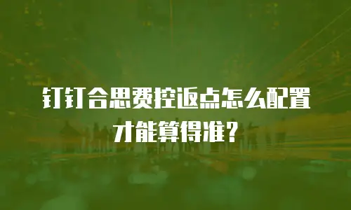 钉钉合思费控返点怎么配置才能算得准？