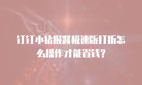 钉钉小猪报餐极速版打折怎么操作才能省钱？