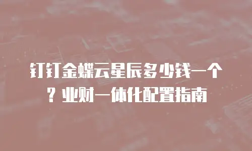 钉钉金蝶云星辰多少钱一个？业财一体化配置指南