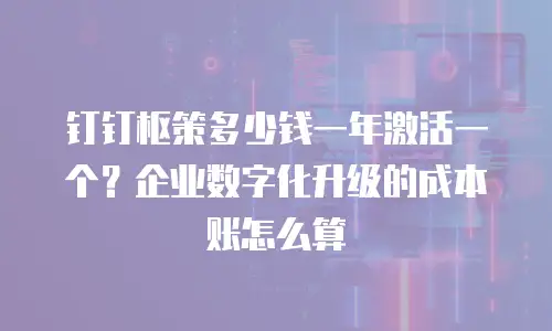 钉钉枢策多少钱一年激活一个？企业数字化升级的成本账怎么算