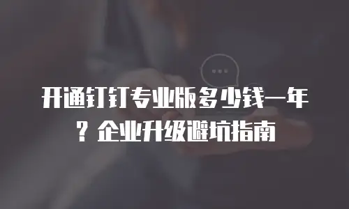 开通钉钉专业版多少钱一年？企业升级避坑指南
