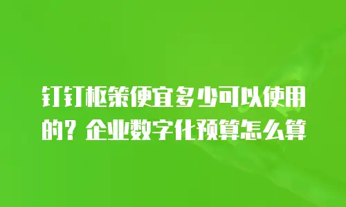 钉钉枢策便宜多少可以使用的？企业数字化预算怎么算