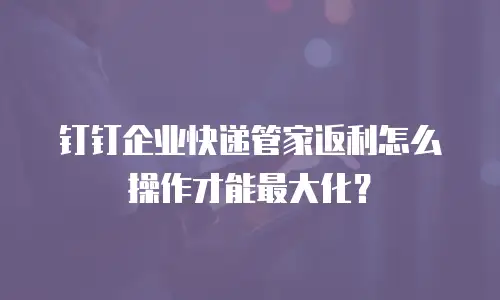 钉钉企业快递管家返利怎么操作才能最大化？